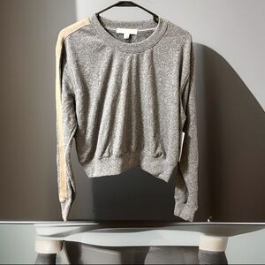 Spiritual Gangster Crop Crew Sweater A Gold Stripe On Sleeves Oversized NWT